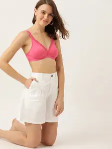 DressBerry Pink Solid Lace Detailing T-shirt Bra
