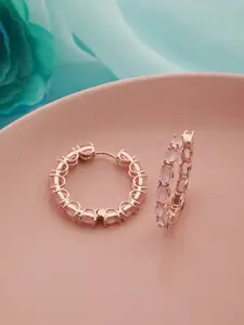 Saraf RS Jewellery Pink Circular Hoop Earrings