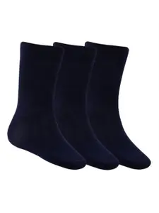 N2S NEXT2SKIN Men Pack Of 3 Navy Blue Solid Calf-Length Cotton Socks