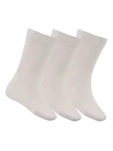 N2S NEXT2SKIN Men Pack Of 3 Cream-Coloured Solid Calf-Length Cotton Socks