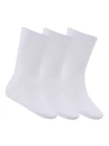 N2S NEXT2SKIN Men Pack Of 3 White Solid Calf-Length Seamless Socks