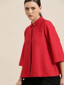 her by invictus Women Red Opaque Casual Shirt