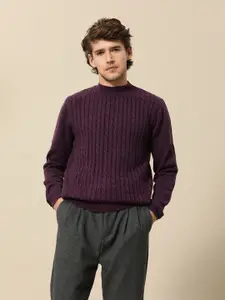 Mr Bowerbird Men Burgundy Cable Knit Pullover