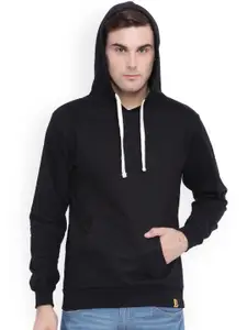 Campus Sutra Black Hooded Sweatshirt