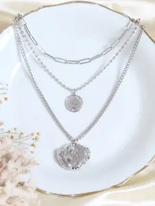 Ayesha Silver-Plated Coin Pendant Layered Necklace