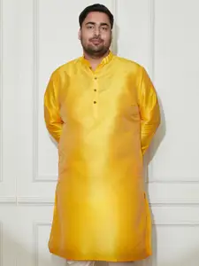 VASTRAMAY Men Yellow Solid Straight Kurta
