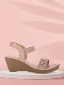 Bata Pink Wedge Sandals with Laser Cuts
