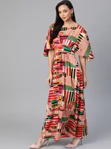 Cottinfab Multicoloured Geometric Print Maxi Dress
