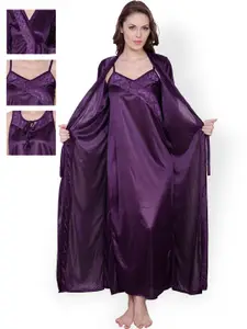 Claura Pack of 3 Purple Satin Nightdresses ST-04