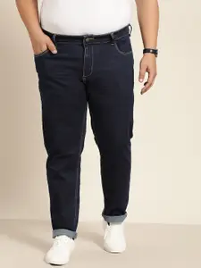 Sztori Men Plus Size Navy Blue Tapered Fit Stretchable Jeans