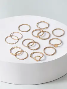 AMI Women Set Of 14 Gold-Plated Stackable Finger Rings