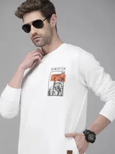 Roadster Men White Graphical Printed Sweatshirt