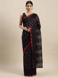 Geroo Jaipur Black & White Bandhani Saree