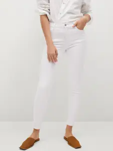 MANGO Women White Solid Skinny Fit Stretchable Jeans