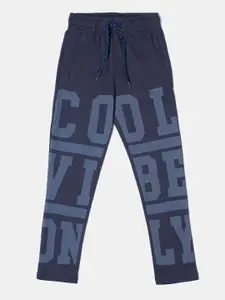 Jockey Boys Blue Typography Printed Cotton Track Pants