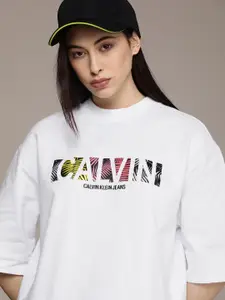 Calvin Klein Jeans Women White Printed Sweatshirt