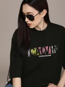 Calvin Klein Jeans Women Black Brand Logo Printed Sweatshirt