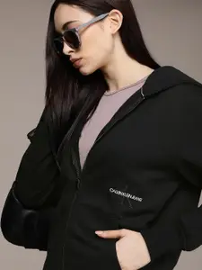 Calvin Klein Jeans Women Black Hooded Sweatshirt