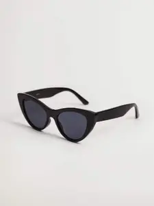 MANGO Women Grey Lens & Black Cateye Sunglasses with UV Protected Lens 17020142