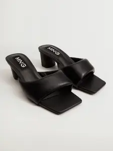 MANGO Black Solid Block Heels