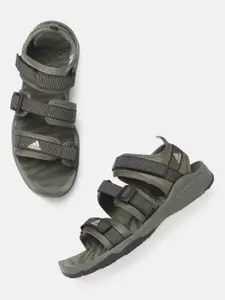 ADIDAS Men Olive Green & Black HOPKAR Striped Sports Sandals