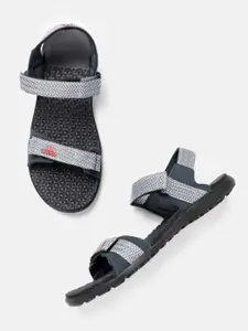 ADIDAS Men White & Navy Blue Chevron Print Elevate 2018 Sports Sandals