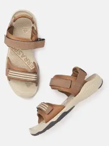 ADIDAS Men Brown Striped Olle Adi Sports Sandals