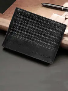 Allen Cooper Men Black Textured Leather Two Fold Wallet