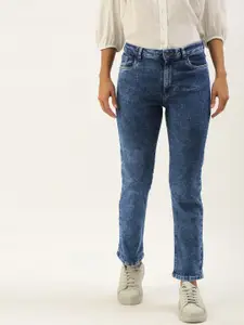 Flying Machine Women Blue Regular Fit High-Rise Acid Wash Stretchable Jeans