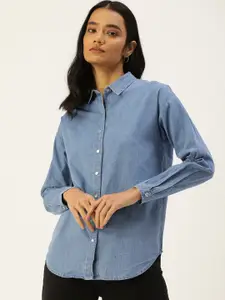 Flying Machine Blue Shirt Style Top