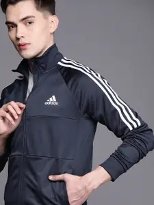 ADIDAS Men Navy Blue Sereno Cut Slim Football Sustainable Track Jacket