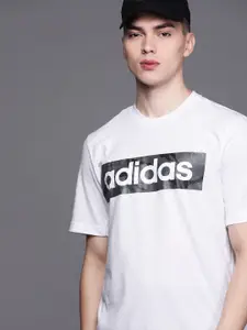 ADIDAS Men White & Charcoal Grey CAMO GT2 Brand Logo Printed T-shirt