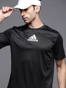 ADIDAS Men Black 3S Back Solid Sustainable T-shirt