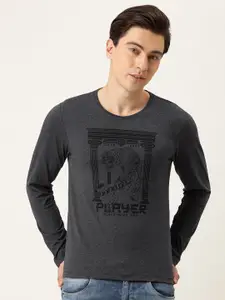 Flying Machine Men Grey Conversational Printed Pure Cotton T-shirt