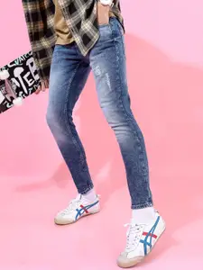 HIGHLANDER Men Blue Tapered Fit Low Distress Heavy Fade Jeans