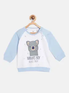 Allen Solly Junior Boys White & Blue Pure Cotton Koala Print Sweatshirt