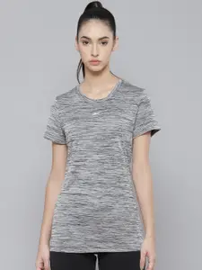 Reebok Women Grey & Black CT Slim Fit Training T-shirt