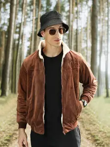 Campus Sutra Men Tan Suede Casual Jacket