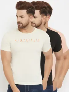 Duke Men Set of 3 Typography Printed Slim Fit T-shirts