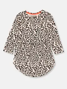 mothercare Infant Girls Pink & Black Animal Printed Pure Cotton A-Line Dress