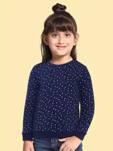mothercare Infant Girls Navy Blue & White Printed Pure Cotton Sweatshirt