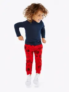 mothercare Infant Boys Red & Black Pure Cotton Printed Joggers