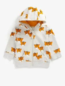 mothercare Boys Grey Melange Conversational Printed Hooded Sweatshirt