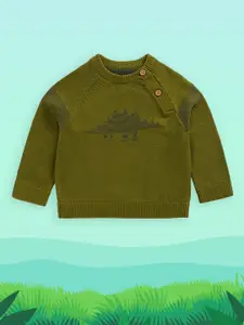 mothercare Boys Olive Green Self Design Pure Cotton Sweatshirt