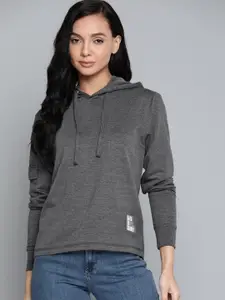 Harvard Women Charcoal Grey Hooded Sweatshirt