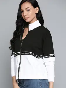 Harvard Women Black & White Colourblocked Sweatshirt