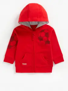 mothercare Boys Red Printed Hooded Sweatshirt