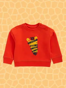 mothercare Infant Boys Red Solid Embroidered Pure Cotton Sweatshirt