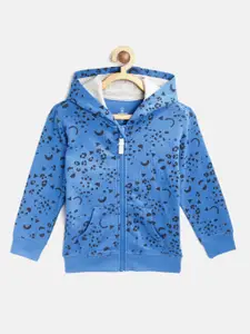 mothercare Boys Blue & Black Cotton Abstract Printed Hooded Sweatshirt