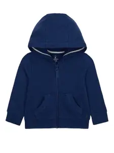 mothercare Boys Navy Blue Solid Pure Cotton Hooded Sweatshirt